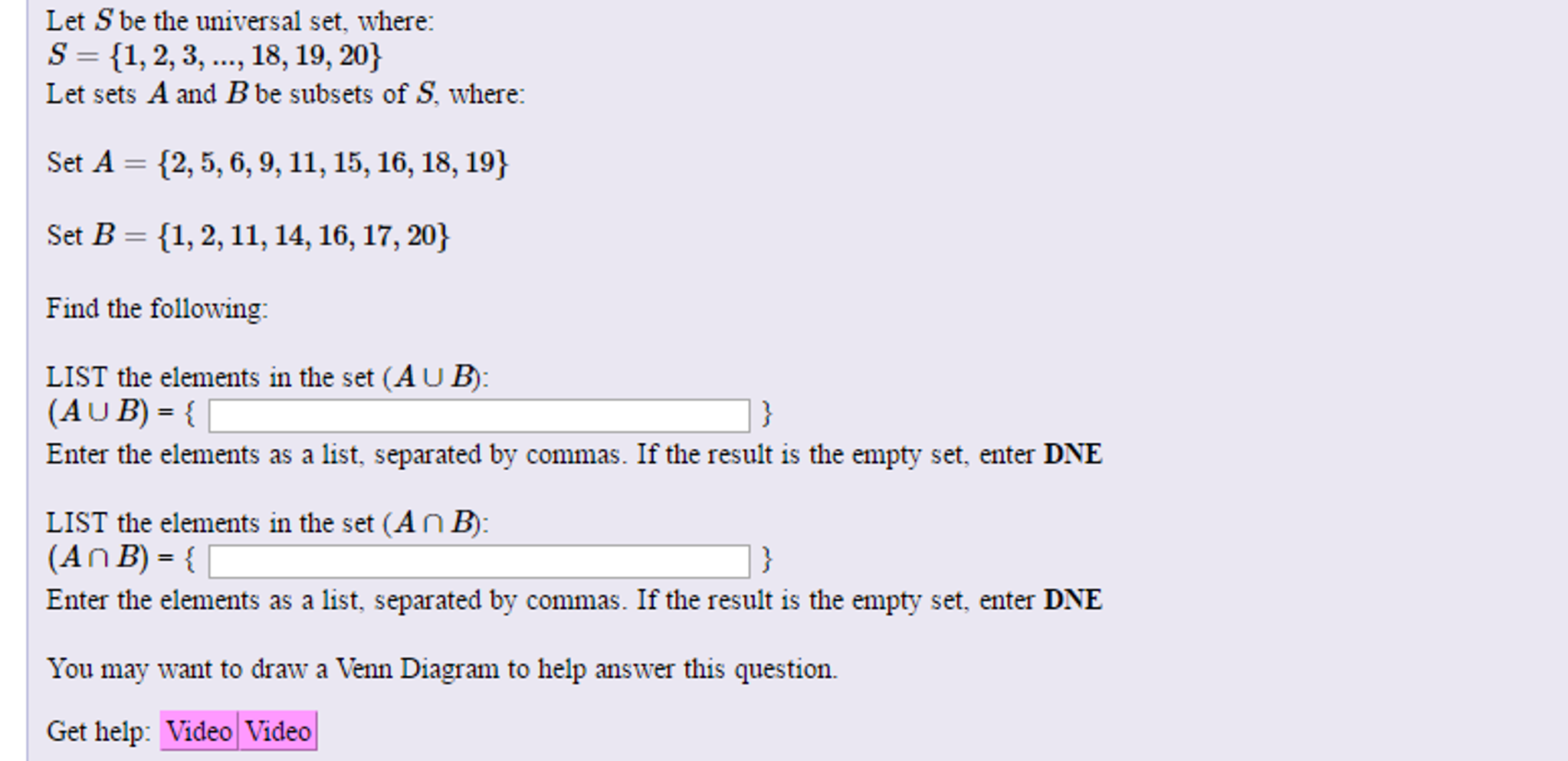 Solved Let S Be The Universal Set Where S 1 2 3 Chegg Solved Let S Be The Universal Set Where S 1 2 3 Chegg