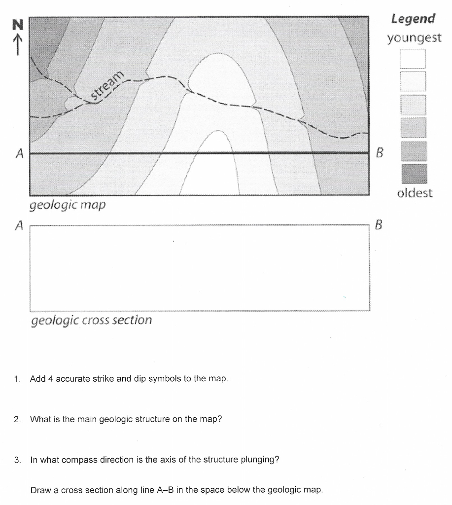 Solved Add 4 accurate strike and dip symbols to the map. | Chegg.com