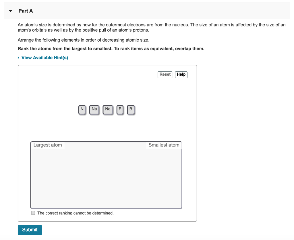 Solved Part A An atom's size is determined by how far the | Chegg.com