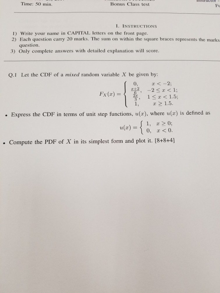 Solved istructor Time 50 min. Bonus Class test Fu I.