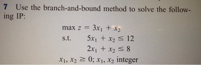 7 Use the branch-and-bound method to solve the | Chegg.com
