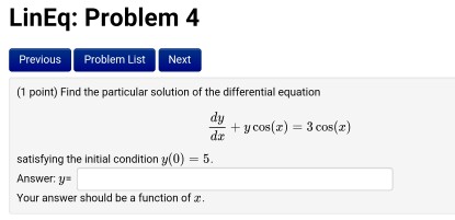 find the particular solution of differential equation dy dx