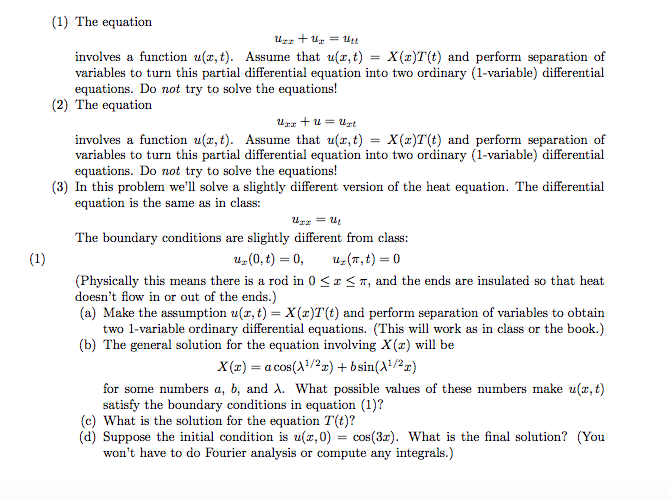 The equation u_xx + u_x = u_tt involves a function | Chegg.com | Chegg.com