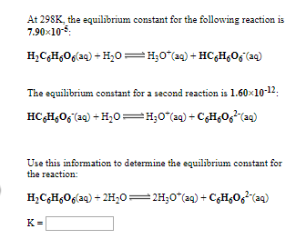 Solved At 29SK, the equilibrium constant for the following | Chegg.com