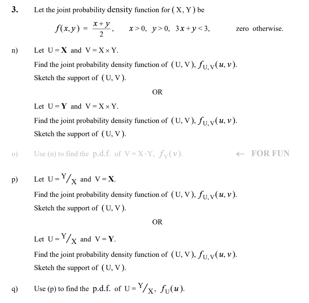 3. Let the joint probability density function for (X, | Chegg.com