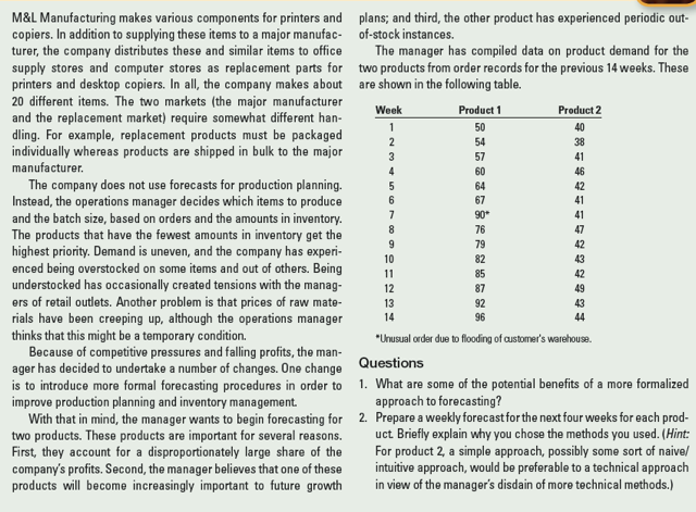 m&l manufacturing case study answers