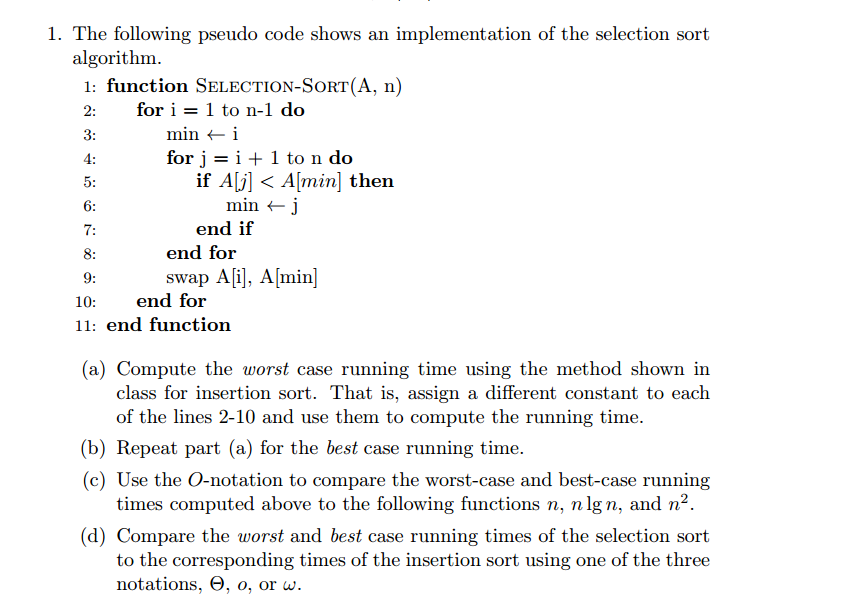 Solved The Following Pseudo Code Shows An Implementation Of Chegg Com