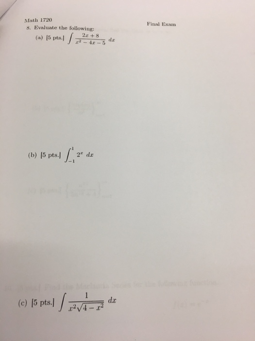 evaluate integral dx x 2 4x 8