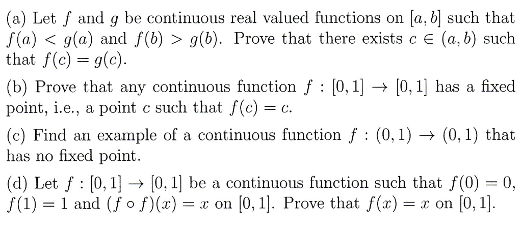 Solved (a) Let F And G Be Continuous Real Valued Functions | Chegg.com