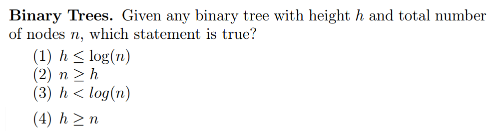 Solved: Binary Tree Question, Please Select The Right Answ... | Chegg.com