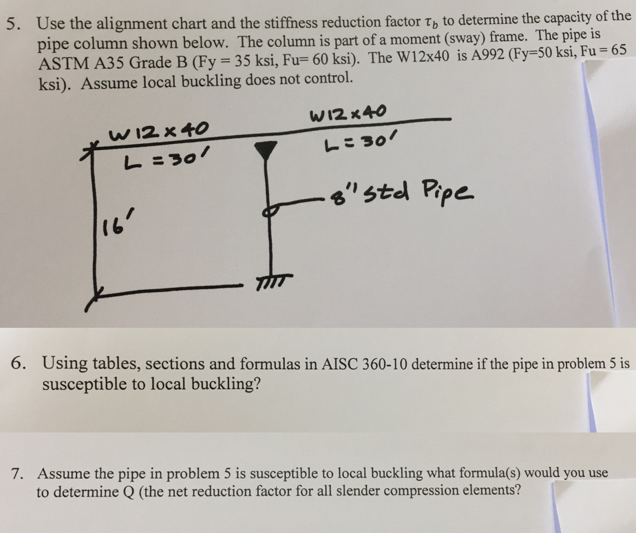 5. Use the alignment chart and the stiffness