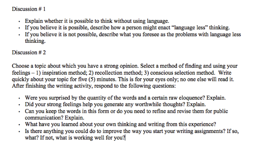 Solved Explain whether it is possible to think without using | Chegg.com