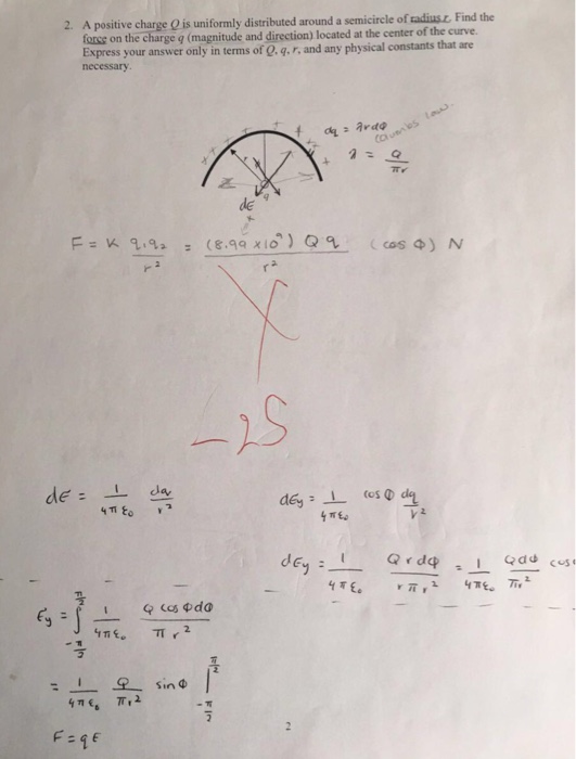 Solved A Positive Charge Q Is Uniformly Distributed Around A Chegg Com