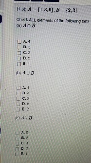 Solved All elements of the following sets (a) A B A. 4 | Chegg.com