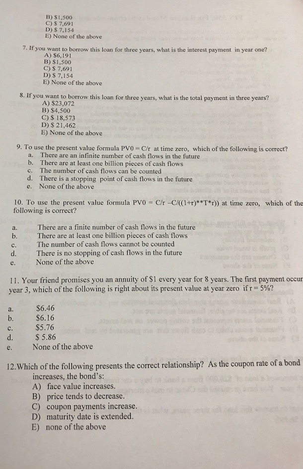 Solved Please use the following information for questions 6 | Chegg.com