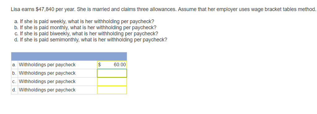Solved Lisa Earns 47 840 Per Year She Is Married And Chegg