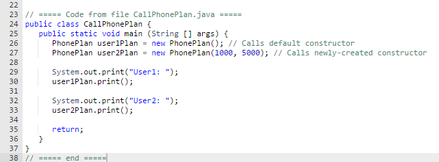 Solved (JAVA) We have a partially defined PhonePlan | Chegg.com