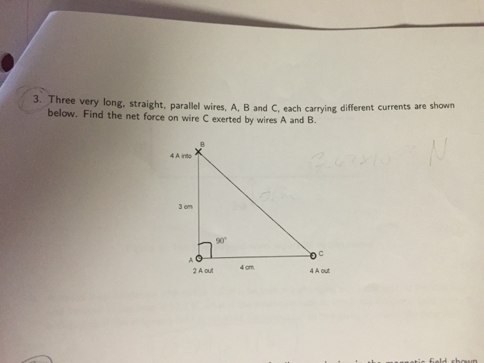 Solved Three very long, straight, parallel wires, A, B and | Chegg.com