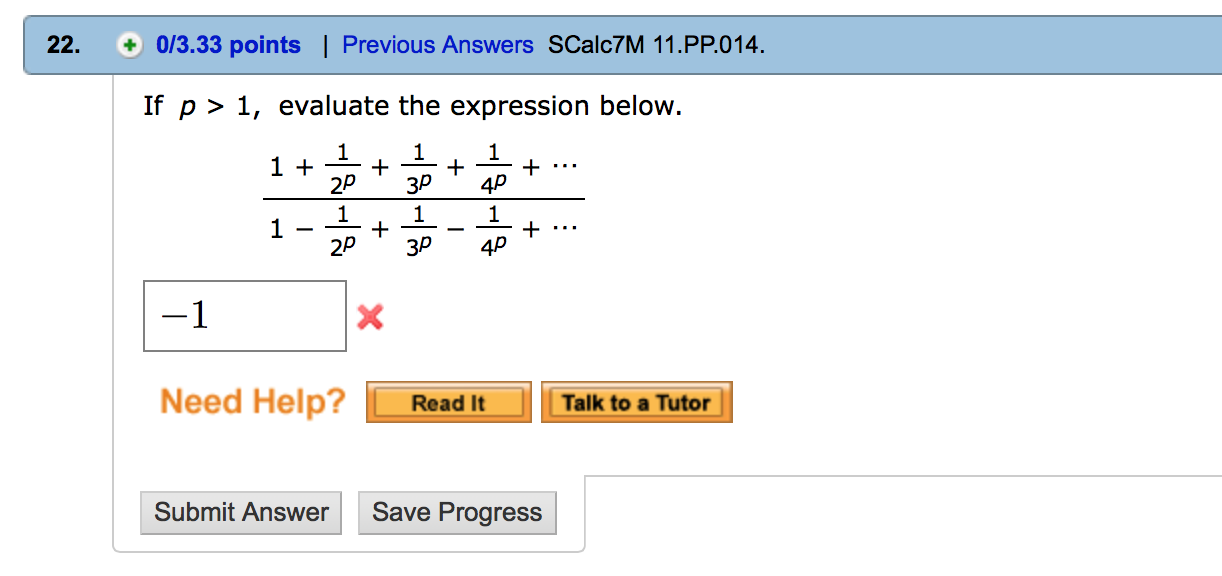 Solved If p > 1, evaluate the expression below. | Chegg.com