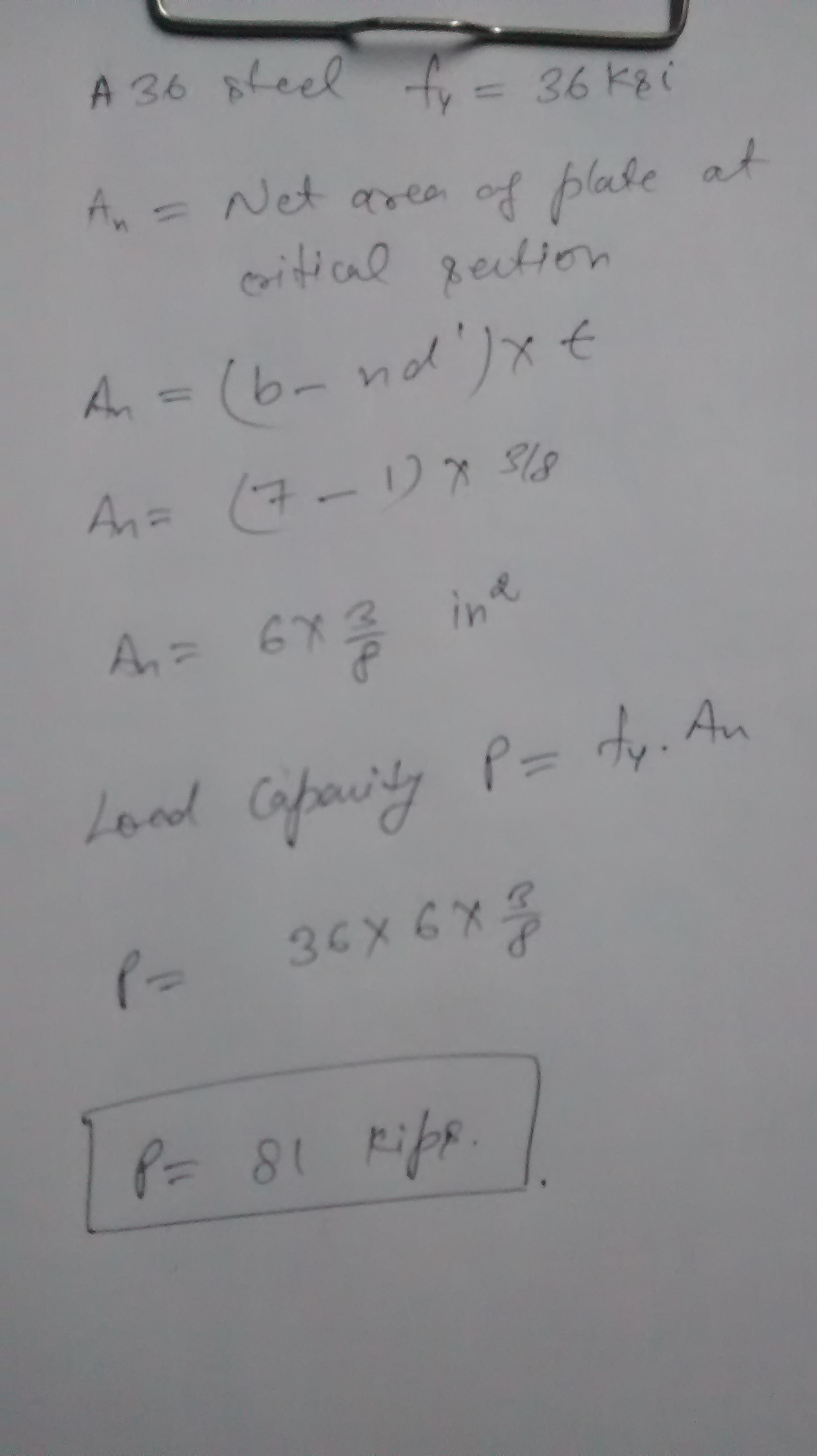 Solved A Tension Member PL 3 8 Times 7 Made Of A36 Steel Is