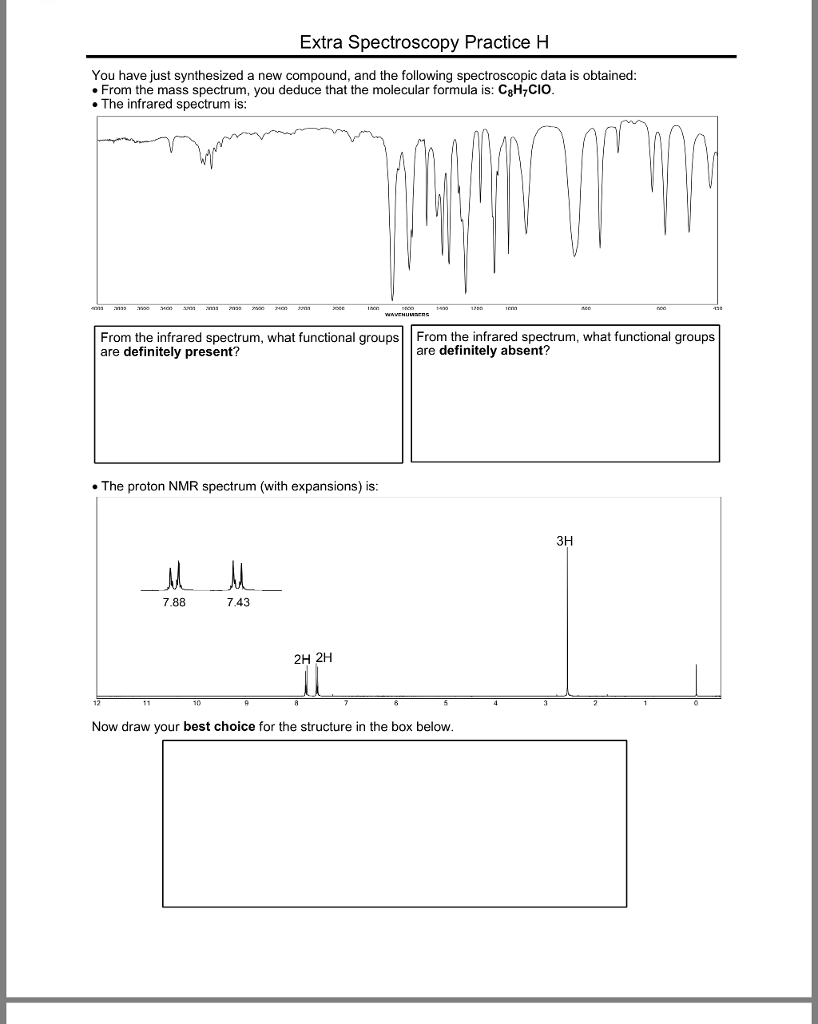 Solved Extra Spectroscopy Practice H You have just