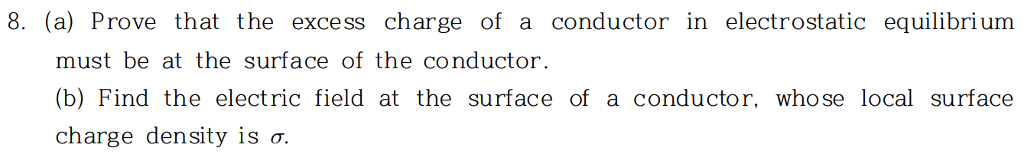 Solved 8. (a) Prove that the excess charge of a conductor in | Chegg.com