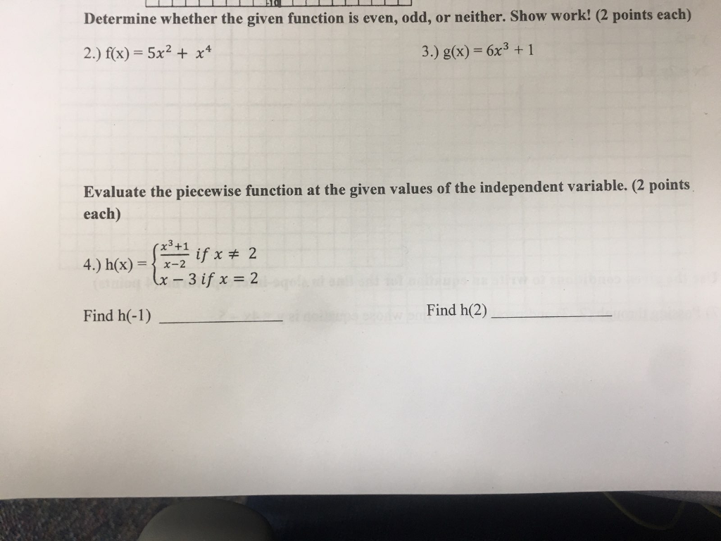 Solved Determine whether the given function is even, odd, or | Chegg.com