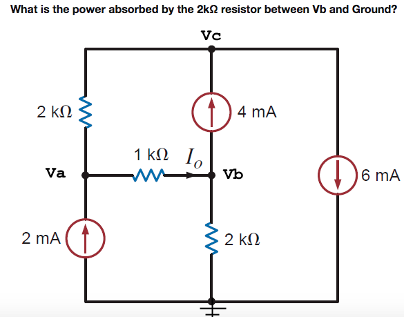 Solved what is the power absorbed by the 2kΩ resistor | Chegg.com