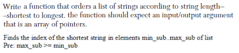 Solved Write a function that orders a list of strings | Chegg.com