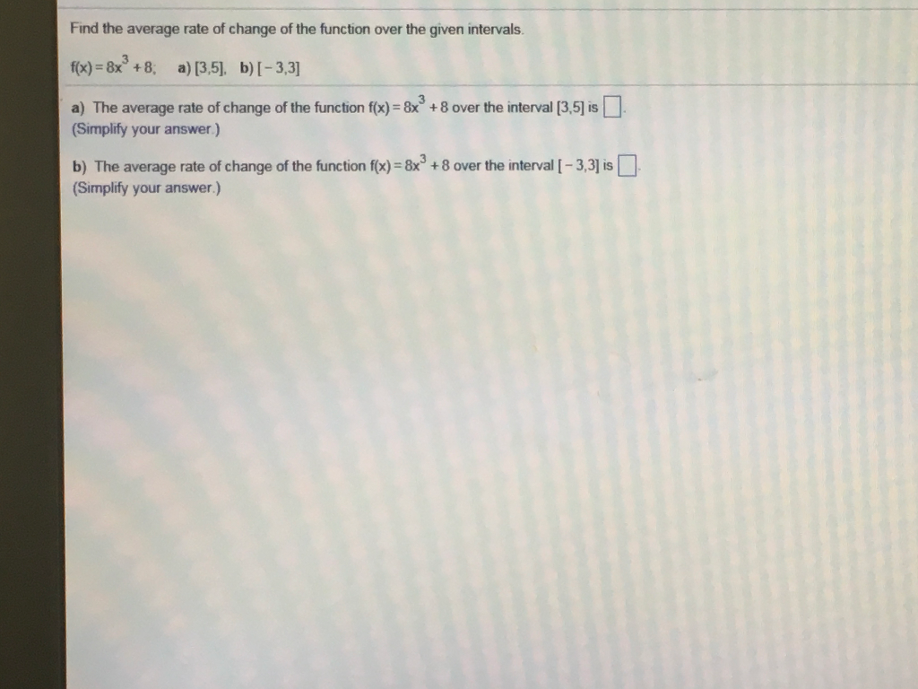 Solved Find the average rate of change of the function over | Chegg.com