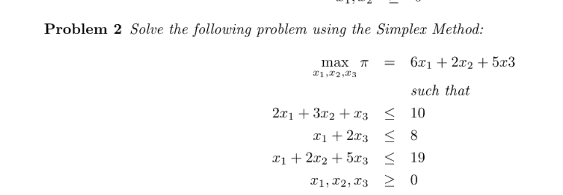 Solved Solve the following problem using the Simplex Method: | Chegg.com