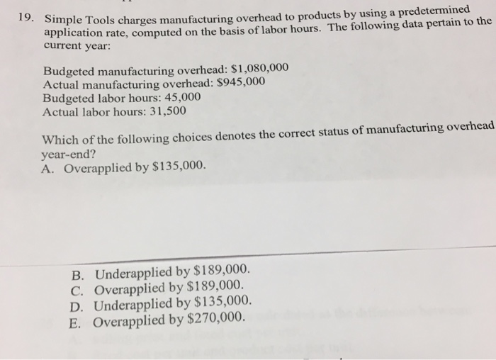 Solved Simple Tools charges manufacturing overhead to