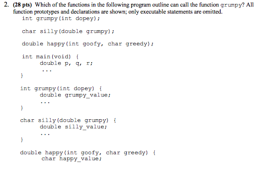 Solved 2. (28 pts) Which of the functions in the following | Chegg.com