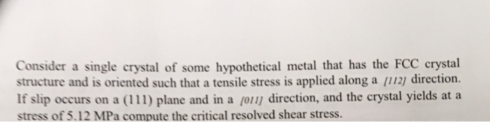 Solved Consider a single crystal of some hypothetical metal | Chegg.com