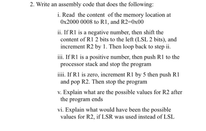Write an assembly code that does the following: Read | Chegg.com