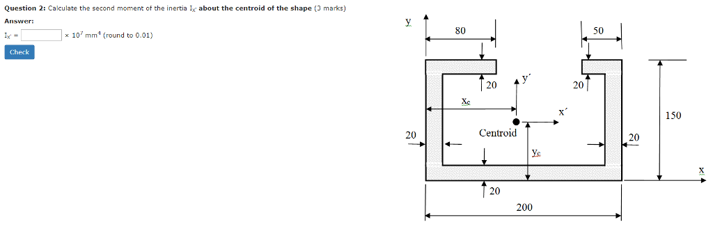 Solved Calculate the second moment of the inertia I_y' about | Chegg.com