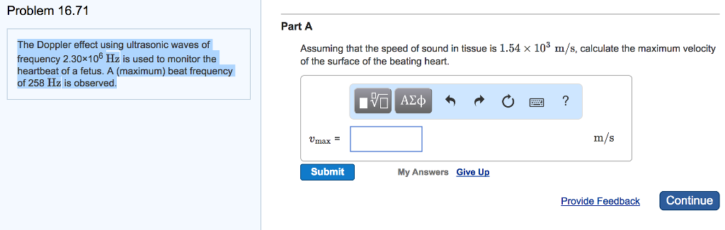 Solved The Doppler effect using ultrasonic waves of | Chegg.com