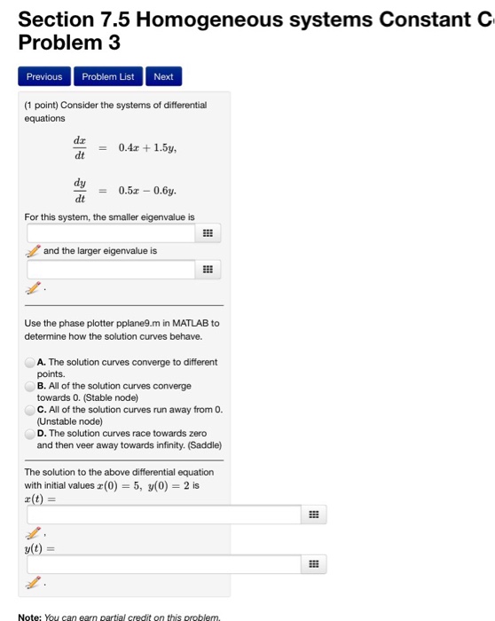 Solved Consider the system of differential equations dx/dt | Chegg.com