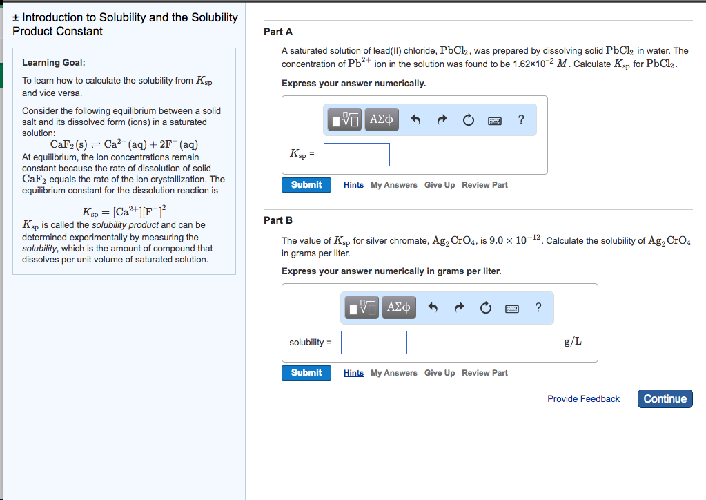 Solved To Learn How To Calculate The Solubility From K Sp