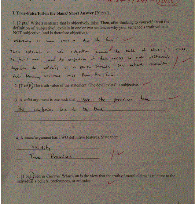 I. True-False/Fill-in the blank/ Short Answer [20 | Chegg.com