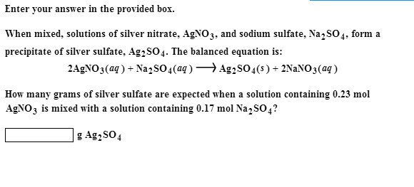 Solved Enter your answer in the provided box. When mixed, | Chegg.com