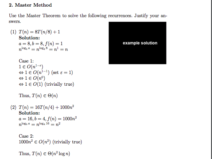 Solved 2 Master Method Use Master Theorem To Solve The 4644