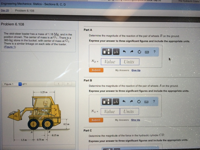 Solved The skidsteer loader has a mass of 1.18 Mg. and In