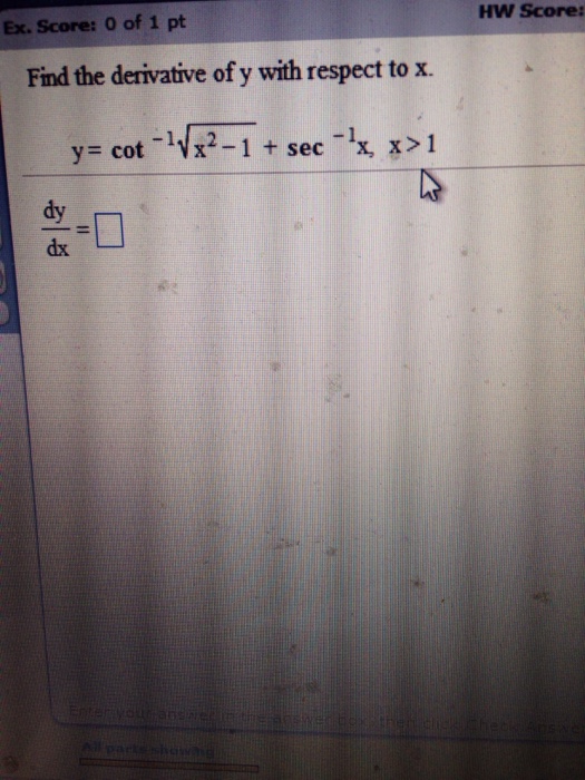 Solved Find the derivative of y with respect to x. y = | Chegg.com