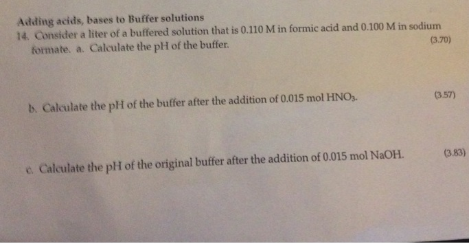 Solved Adding acids, bases to Buffer solutions 14. Consider | Chegg.com