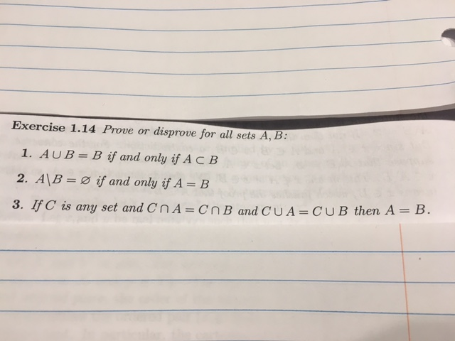 Solved Exercise 114 Prove Or Disprove For All Sets A B 1 3770