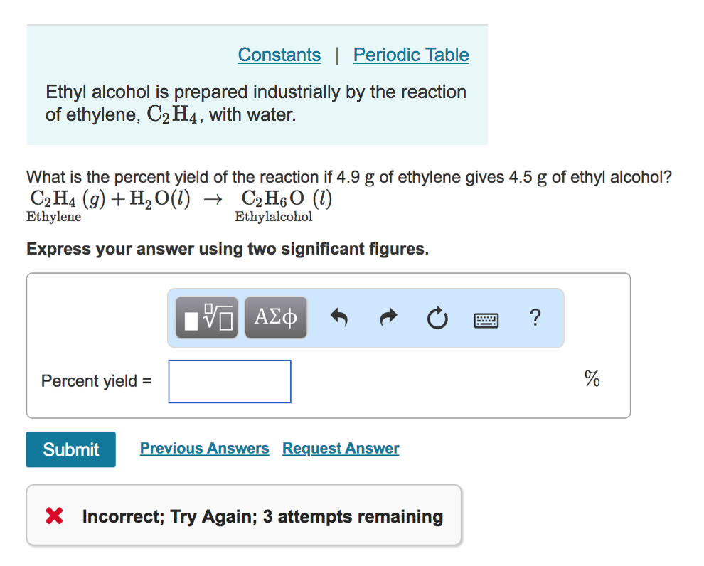 Solved Constants Periodic Table Ethyl alcohol is prepared Chegg