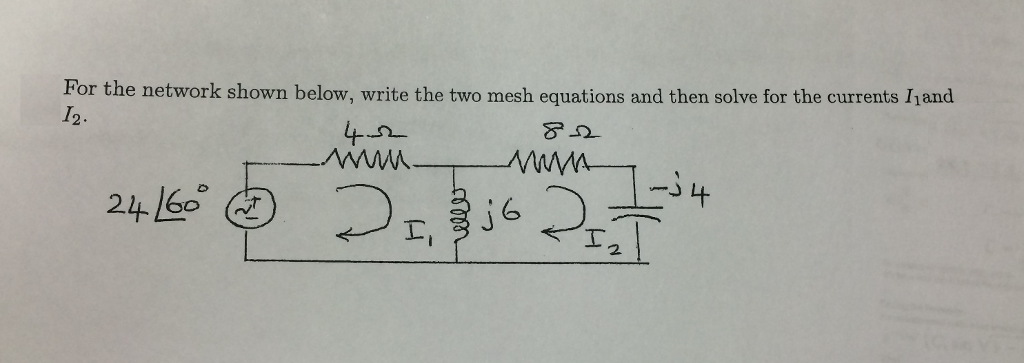 Solved For the network shown below, write the two mesh | Chegg.com