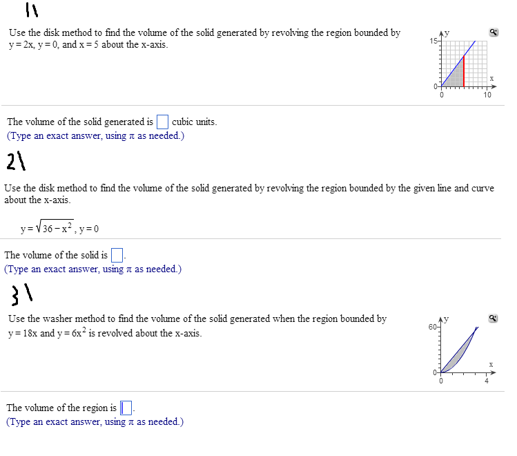Solved Use the disk method to find the volume of the solid