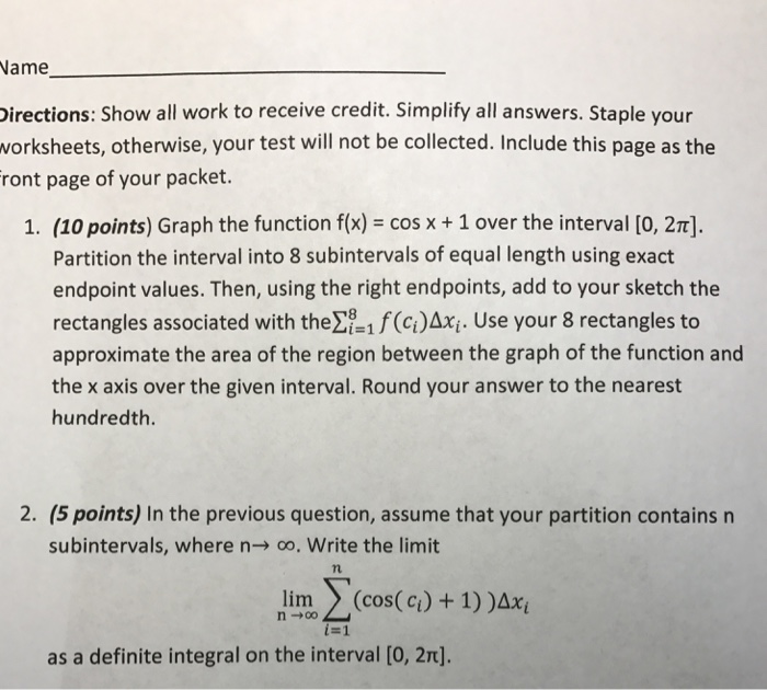 Solved Graph the function f(x) = cos x + 1 over the interval | Chegg ...